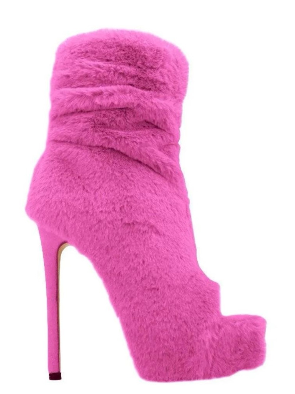 Privileged Lemon Drop Mailion Hot Pink Faux Fur Stiletto Ankle Boot
